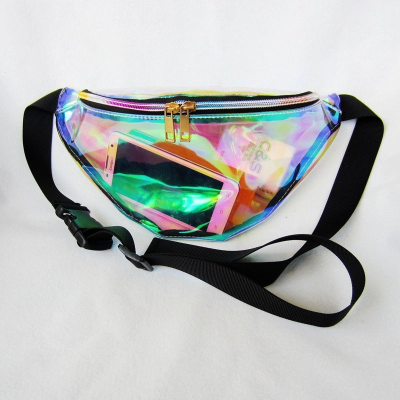 Ladies Waist Bag Running Outdoor Sports PU Colorful Laser New Shoulder Slung Chest Bag Men