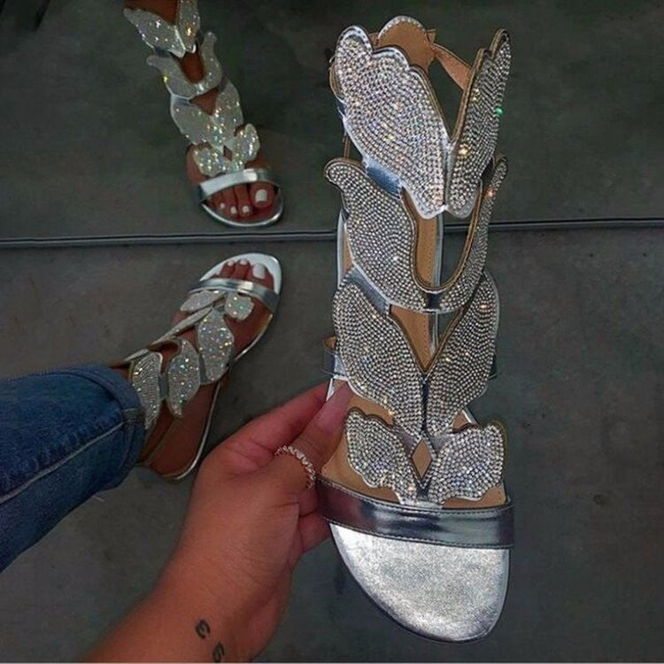 Fashion Hollowed Out Hot Drill Fish Mouth Out Door Sandals