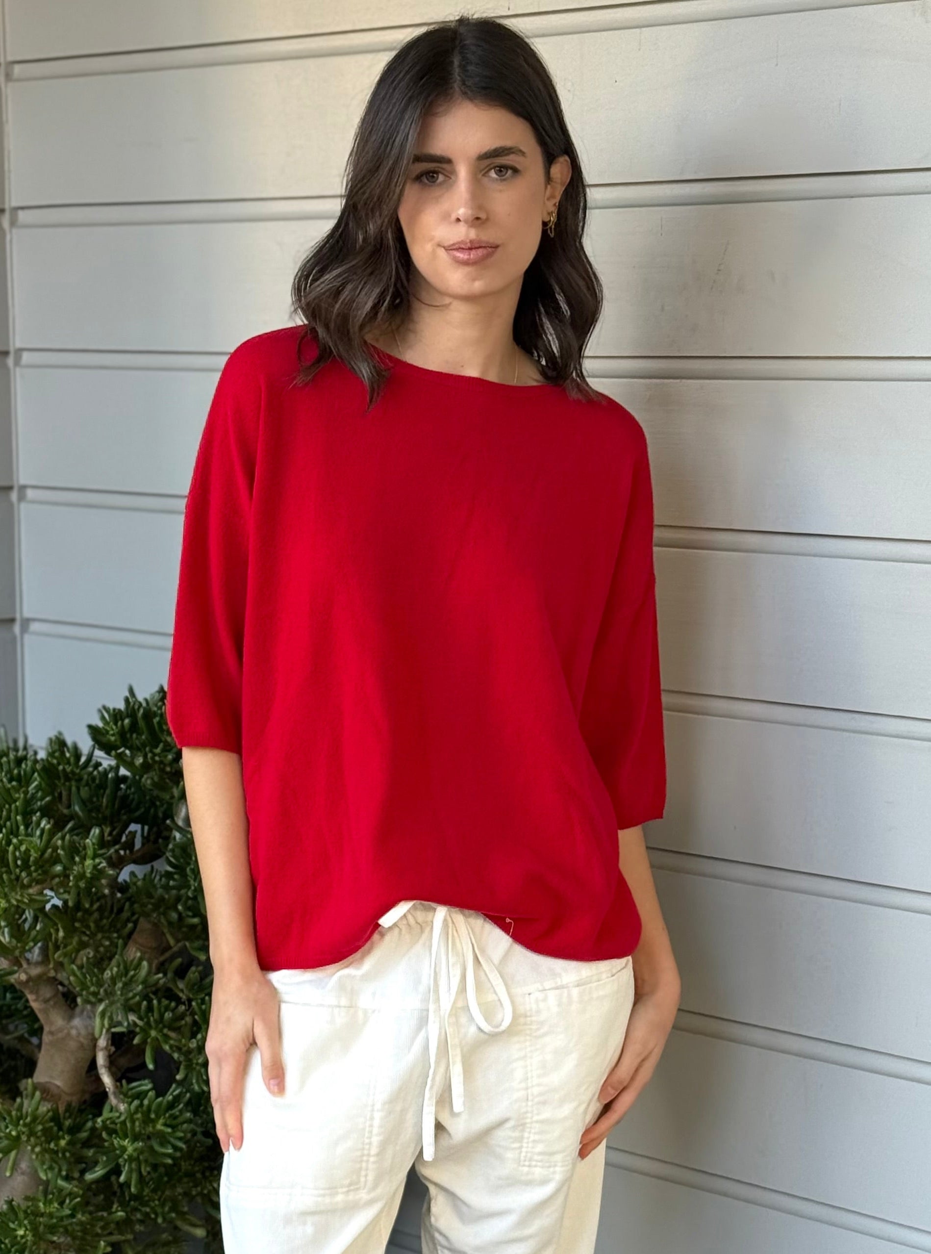 cashmere top-winter red