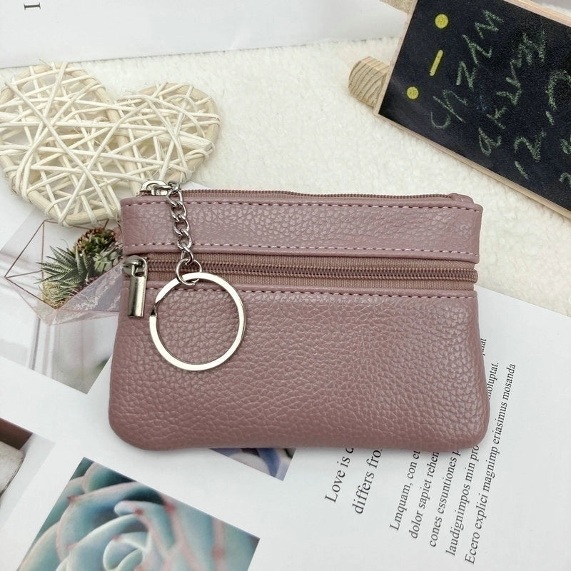 Women's Solid Color Pu Leather Zipper Coin Purses