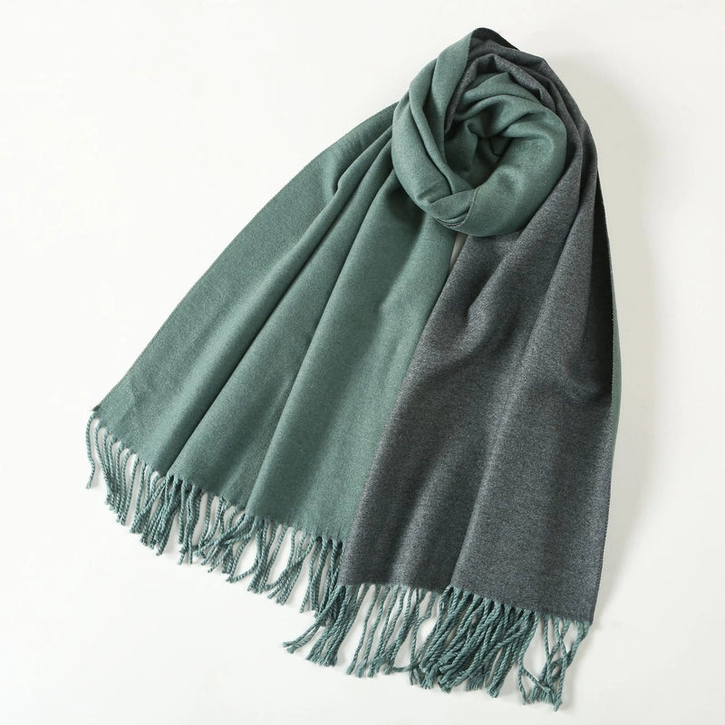 Women's Elegant Minimalist Color Block Imitation Dehaired Angora Tassel Scarf