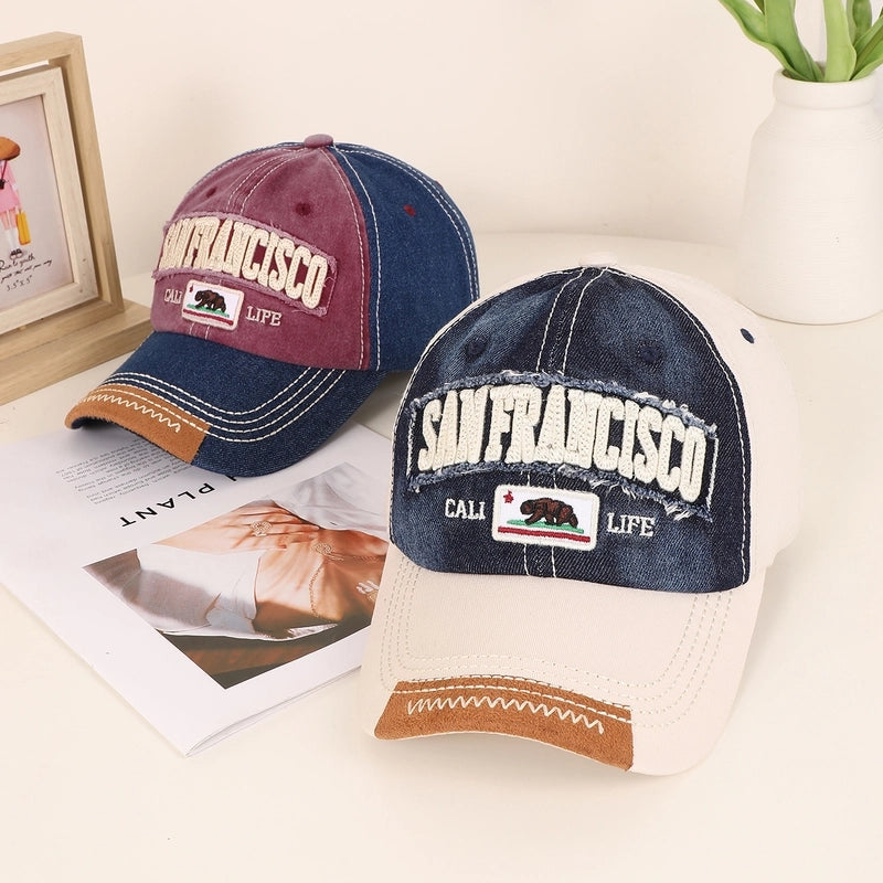 Adults Casual Embroidery Commute Letter Color Block Embroidery Curved Eaves Baseball Cap