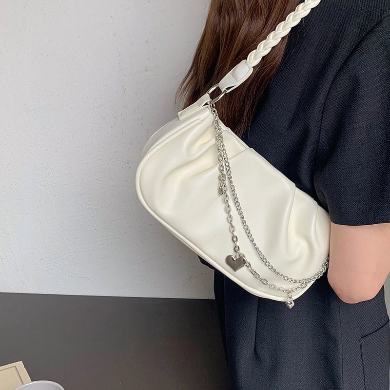 Women's Small Pu Leather Solid Color Streetwear Square Zipper Underarm Bag