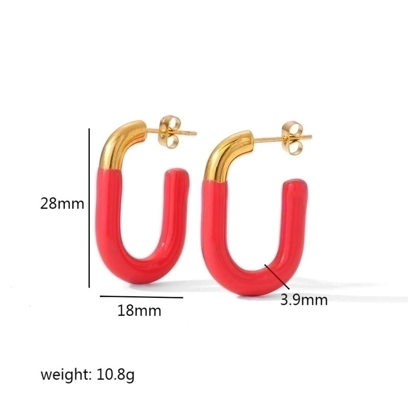 1 Pair Minimalist U Shape Polishing Plating 304 Stainless Steel 18K Gold Plated Hoop Earrings