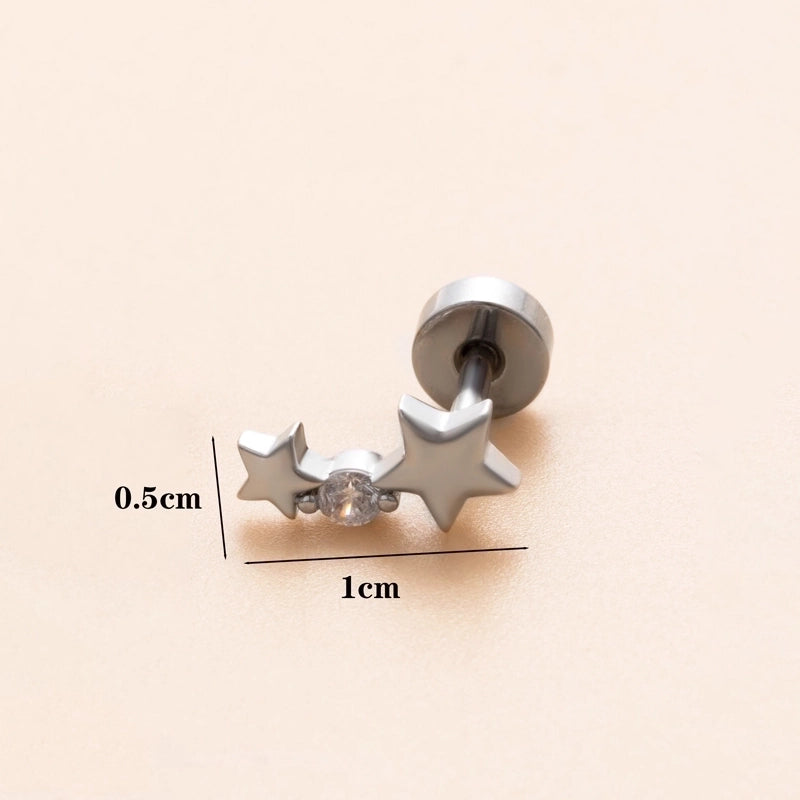 1 Piece Ear Cartilage Rings & Studs Minimalist Classic Style Heart Shape Snake Butterfly Copper Polishing Inlay Zircon 18K Gold Plated Ear Cartilage Rings & Studs