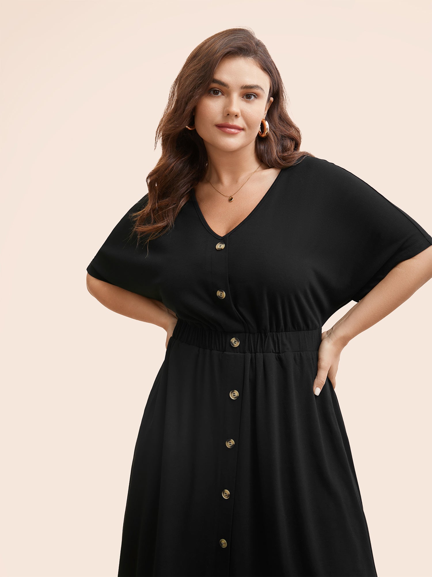 Supersoft Essentials Contrast Button Detail Shirred Pocket Dress