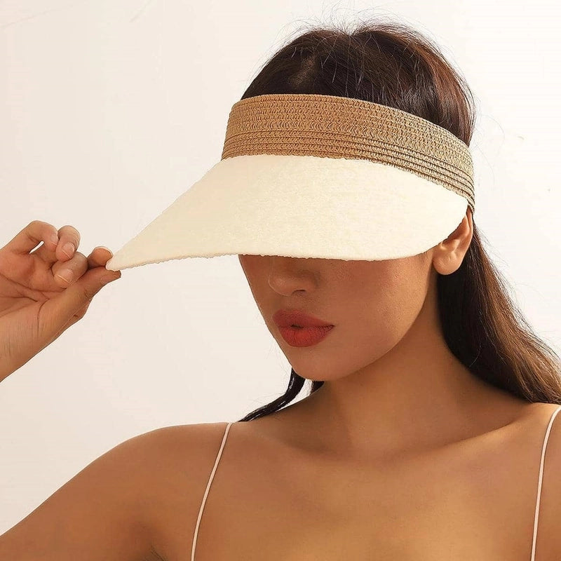 Women's Cute Color Block Elastic Band Curved Eaves Sun Hat