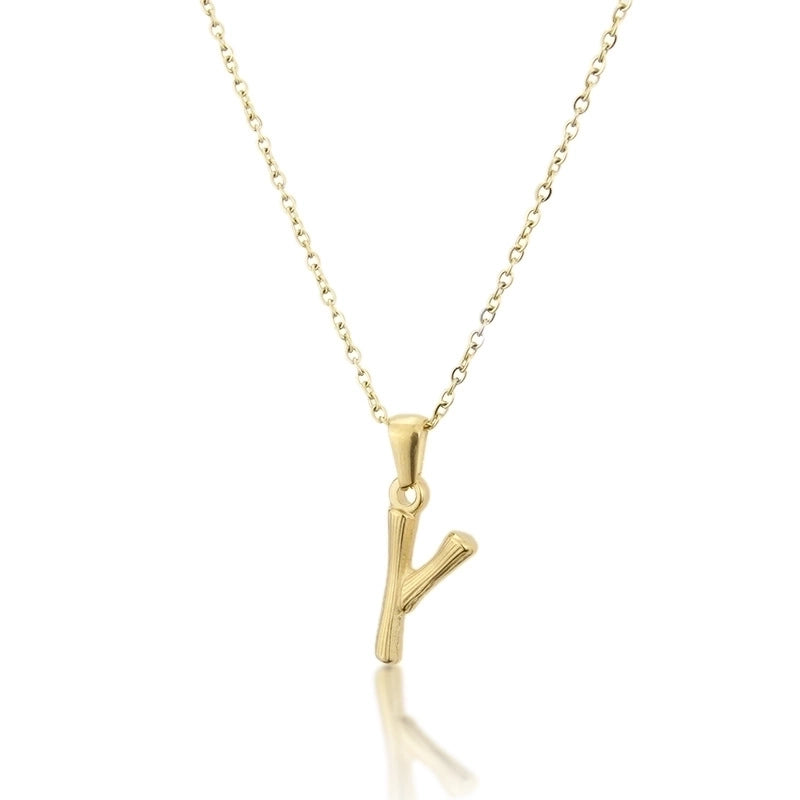 Platform New Stainless Steel Antique Slub-shaped 26 Letter Necklace Hot Gold English Titanium Steel Pendant