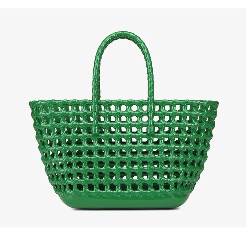 Women's Large PVC Solid Color Vacation Classic Style Bucket Open Handbag