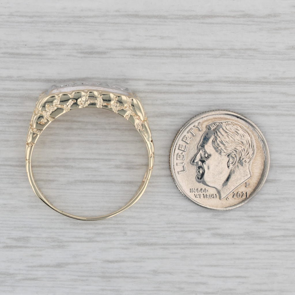Vintage Diamond 3-Stone Men's Ring Wedding 10k Gold Nugget Band Size 10.75