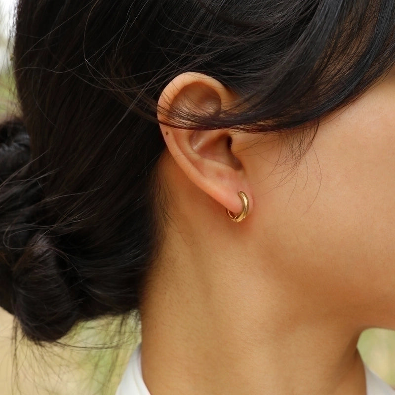 1 Pair Minimalist Solid Color Plating 304 Stainless Steel Hoop Earrings