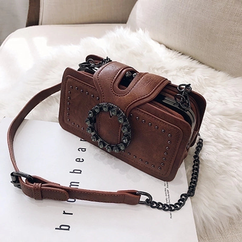 Women's Small Pu Leather Solid Color Streetwear Magnetic Buckle Crossbody Bag