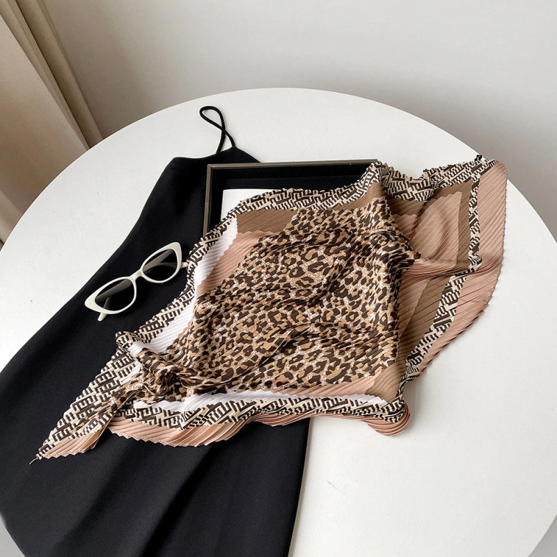 Women's Elegant Lady Leopard Polyester Tie-dye Silk Scarf