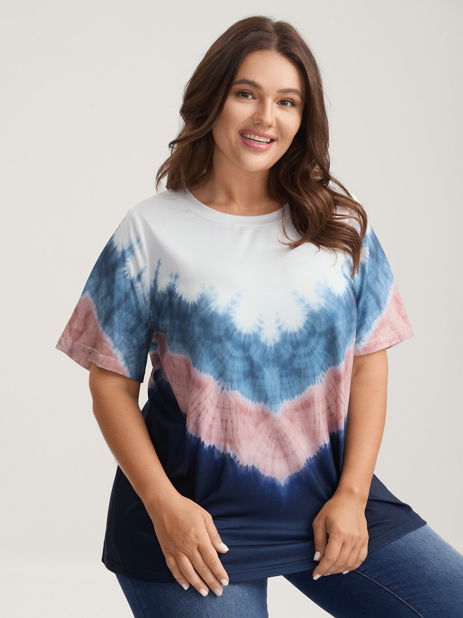 Tie-Dye Print Round Neck T-Shirt