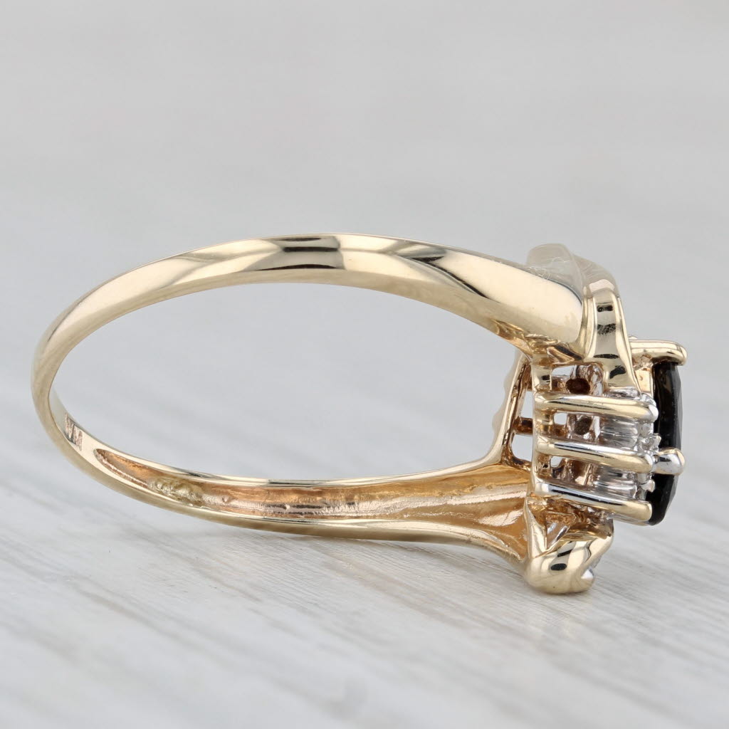 0.66ctw Blue Sapphire Diamond Bypass Ring 10k Yellow Gold Size 8