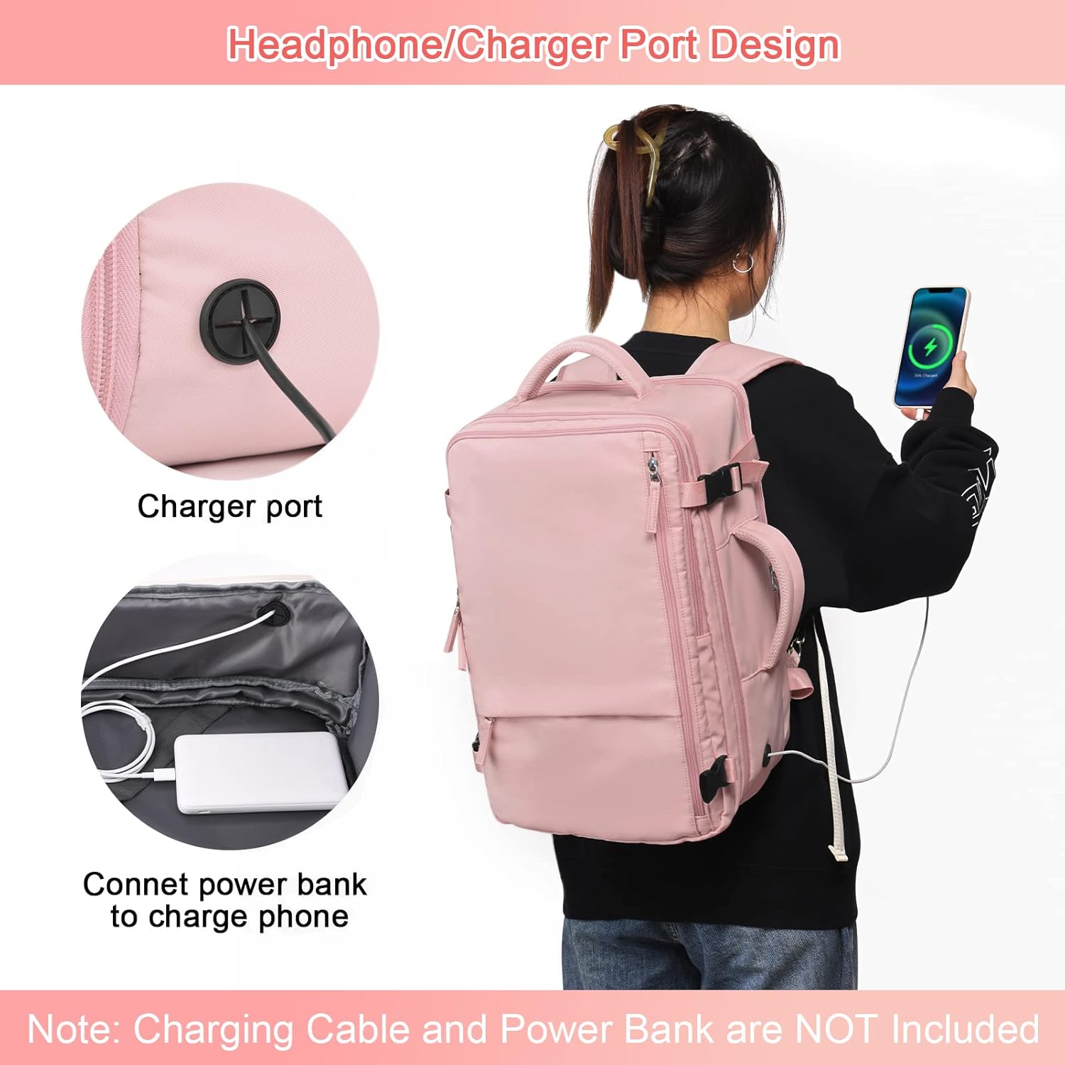 Large Travel Backpack for Women Men, Expandable 40L Carry On Backpack, 17 Inch Laptop Backpack College Bookbag, Waterproof Travel bag as Person Item Flight Approved
