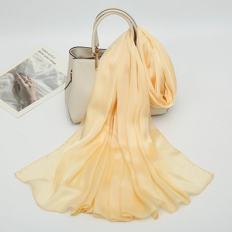 Women's Lady Fashion Minimalist Solid Color Satin Silk Scarves
