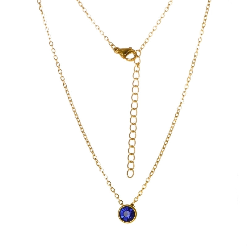 Stainless Steel 18K Gold Plated Rose Gold Plated IG Style Plating Inlay Round Birthstone Pendant Necklace