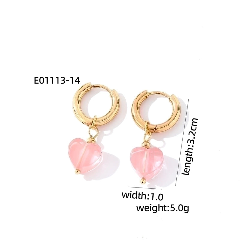 1 Pair Casual Sweet Minimalist Heart Shape Plating 304 Stainless Steel Gold Plated Drop Earrings