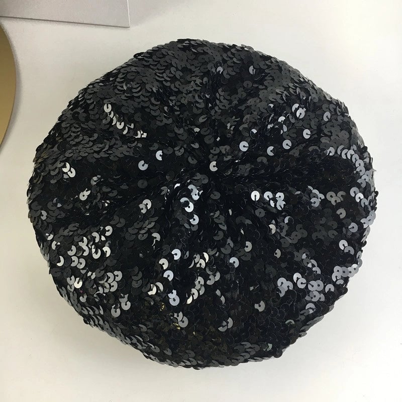 Nightclub Fashion Sequin Hat Style Ladies Watch Performance Dress Up Beret Hat Spring And Summer Thin Beret Fashion