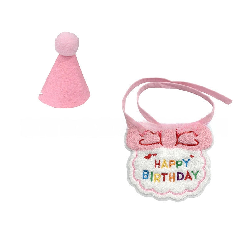Pet Birthday Bib Cat Birthday Hat Dog Birthday Slippery Towel Cat Birthday Supplies
