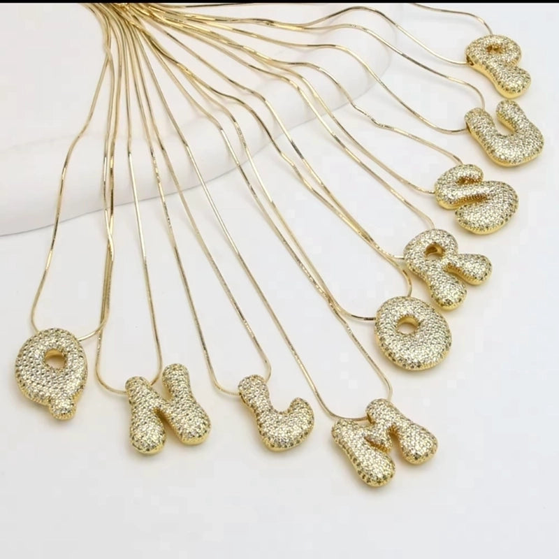 Minimalist Classic Style Letter Copper Plating 18K Gold Plated Pendant Necklace