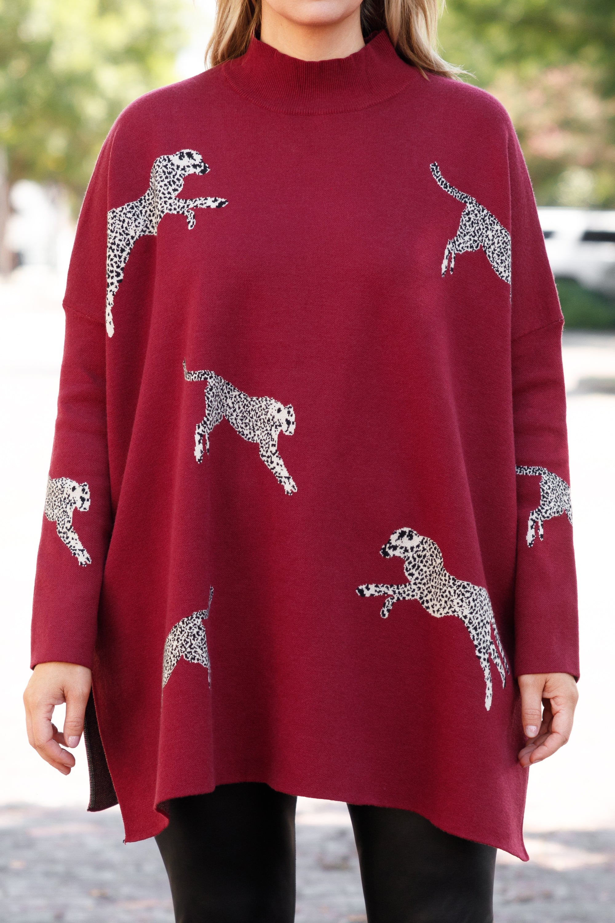 Mother Of The Jungle Sweater. Burgundy