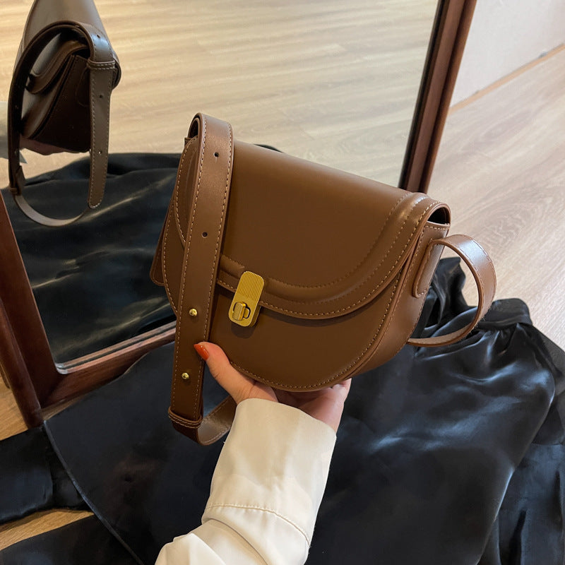 Retro Textured  Saddle Crossbody Bag
