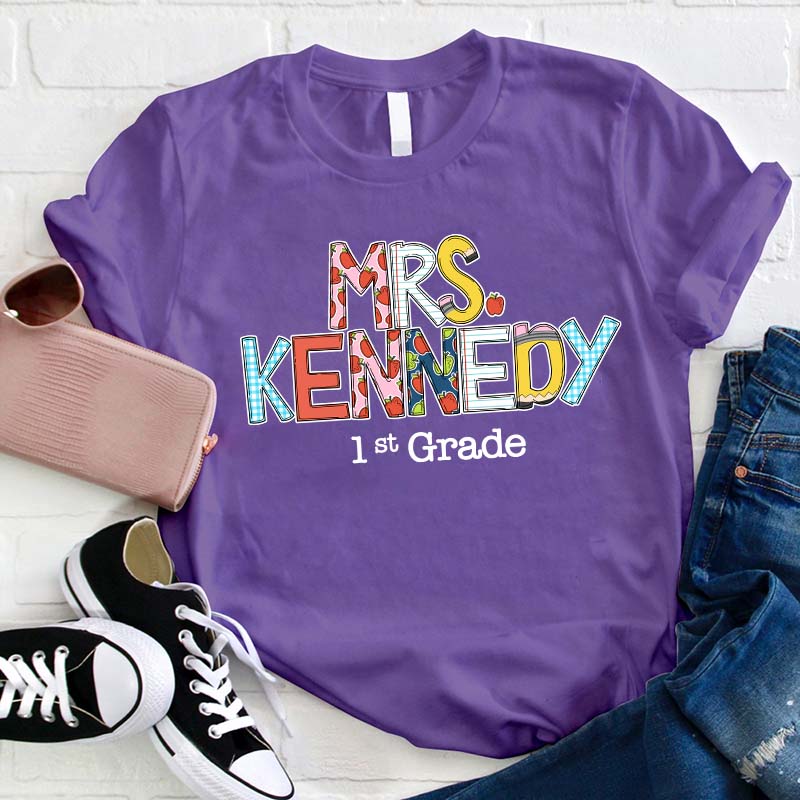 Personalized Name And Grade Teacher T-Shirt