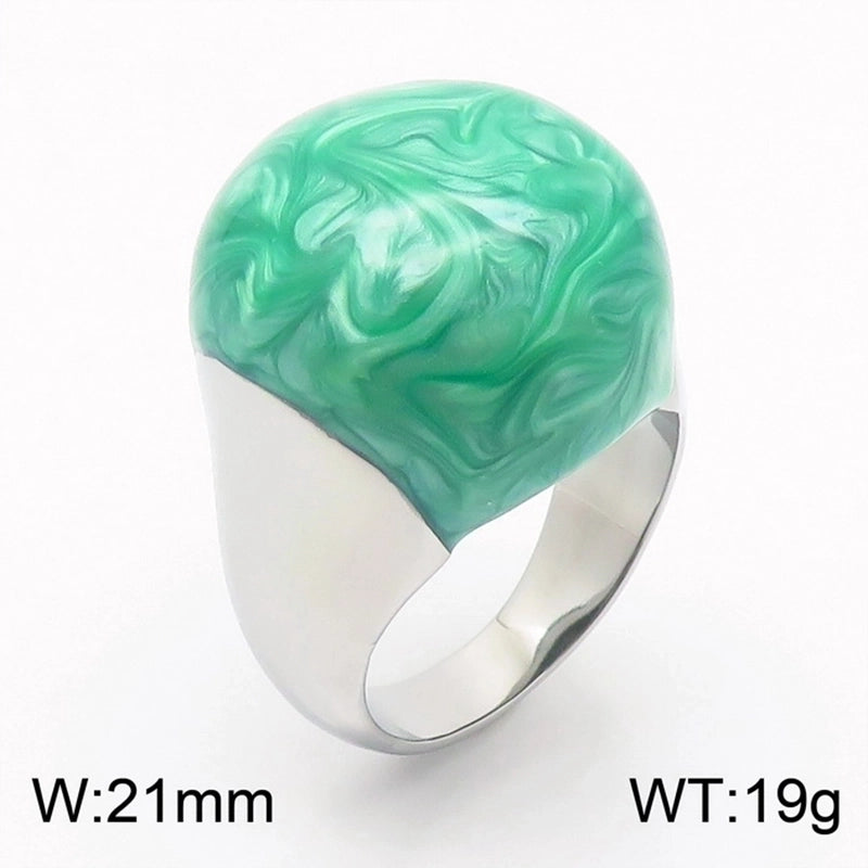 Minimalist Round Titanium Steel 18K Gold Plated Enamel Plating Rings