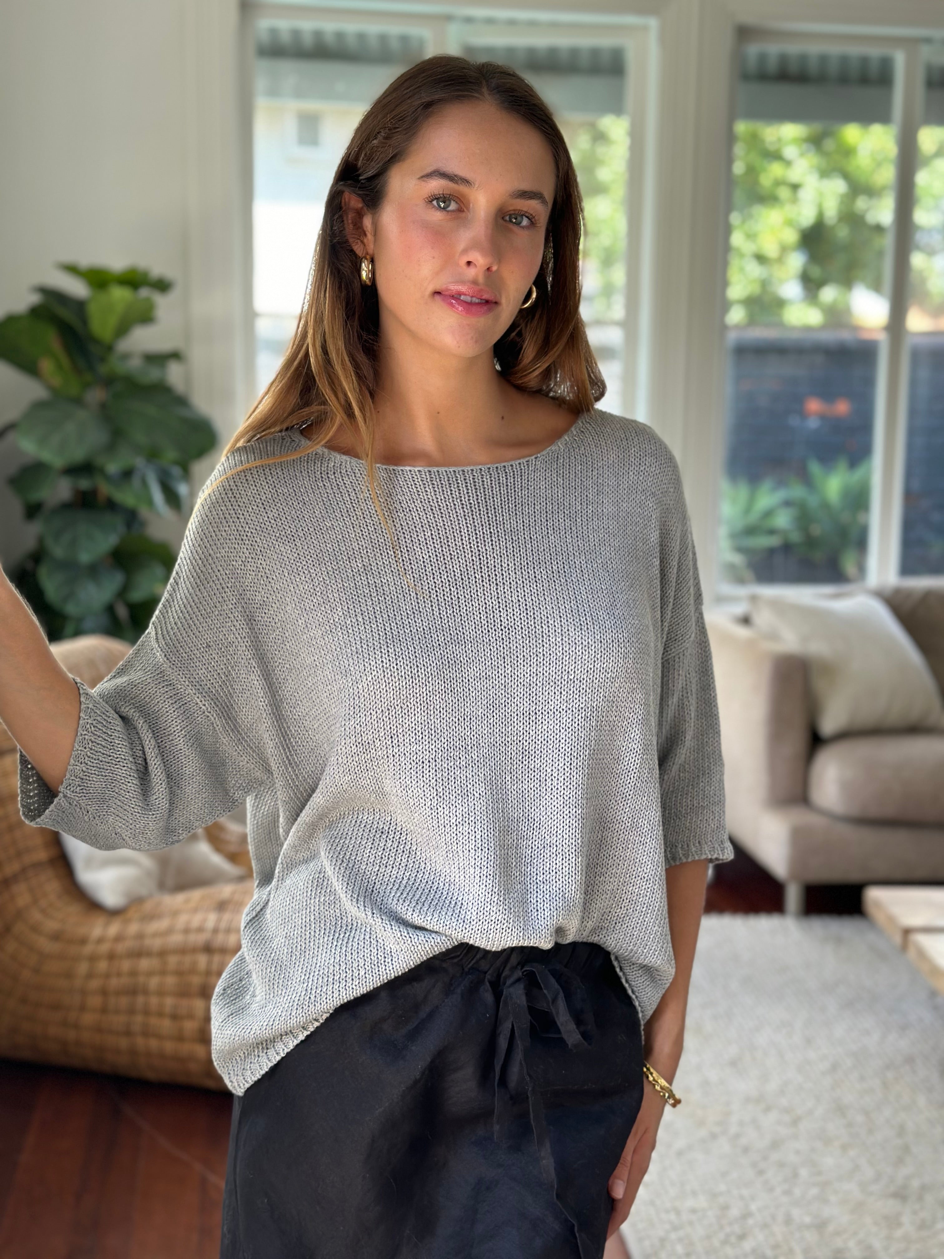 top - pebble cotton knit