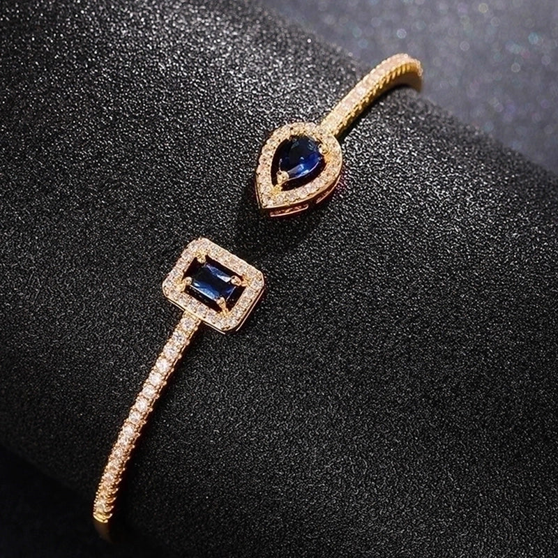Fashion Square Water Droplets Copper Inlay Zircon Bangle 1 Piece