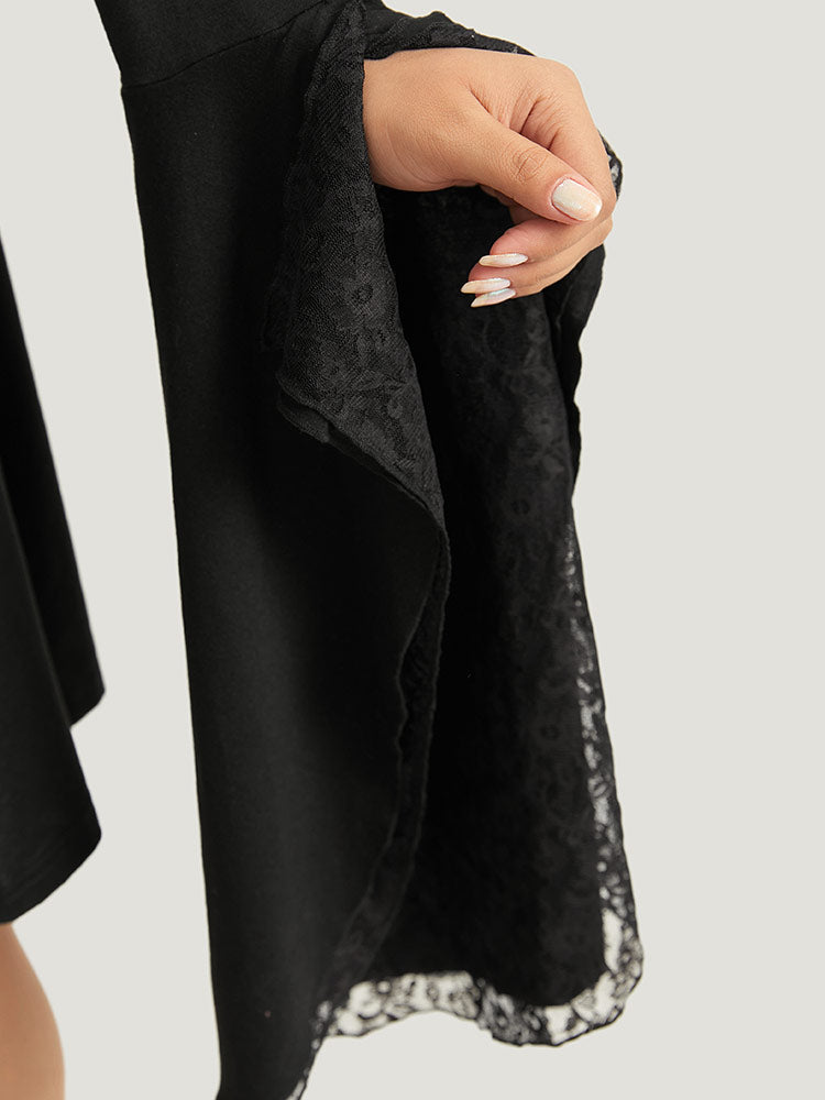 Halloween Crochet Lace Round Neck Bell Sleeve Dress