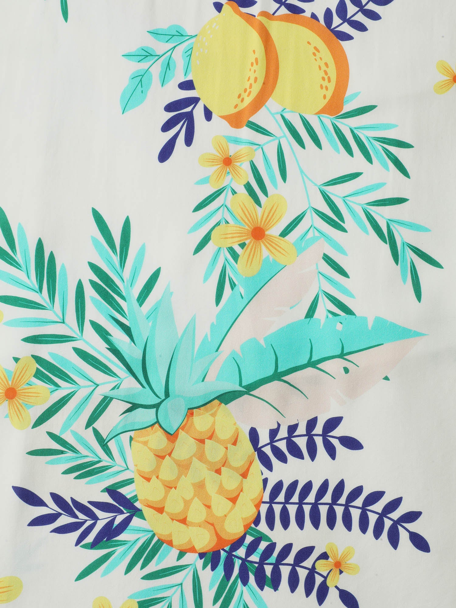 Rayon Fruit Print Collar Pockets Midi Dress
