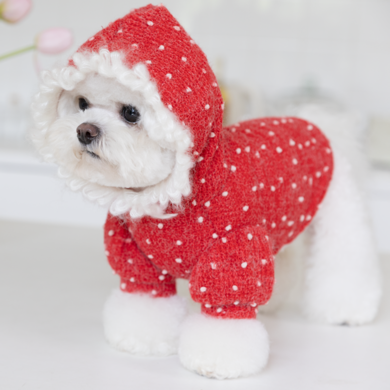 Sweet Polka Dot Knitted Dog Cat Hoodie