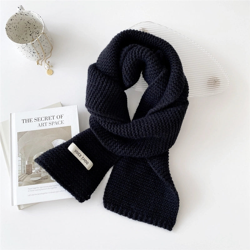 New Solid Color Scarf Women's Winter Warm  Knitted Long Thickened  Student Wool Scarf