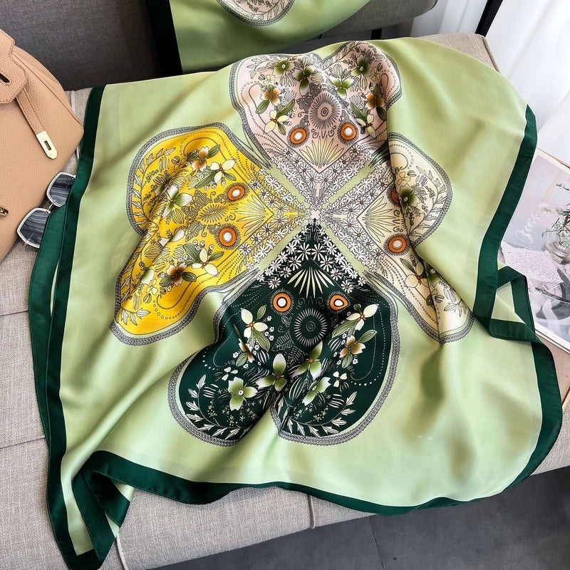 Women's Casual Vacation Beach Printing Satin Printing And Dyeing Printing Floral Silk Scarf Shawl