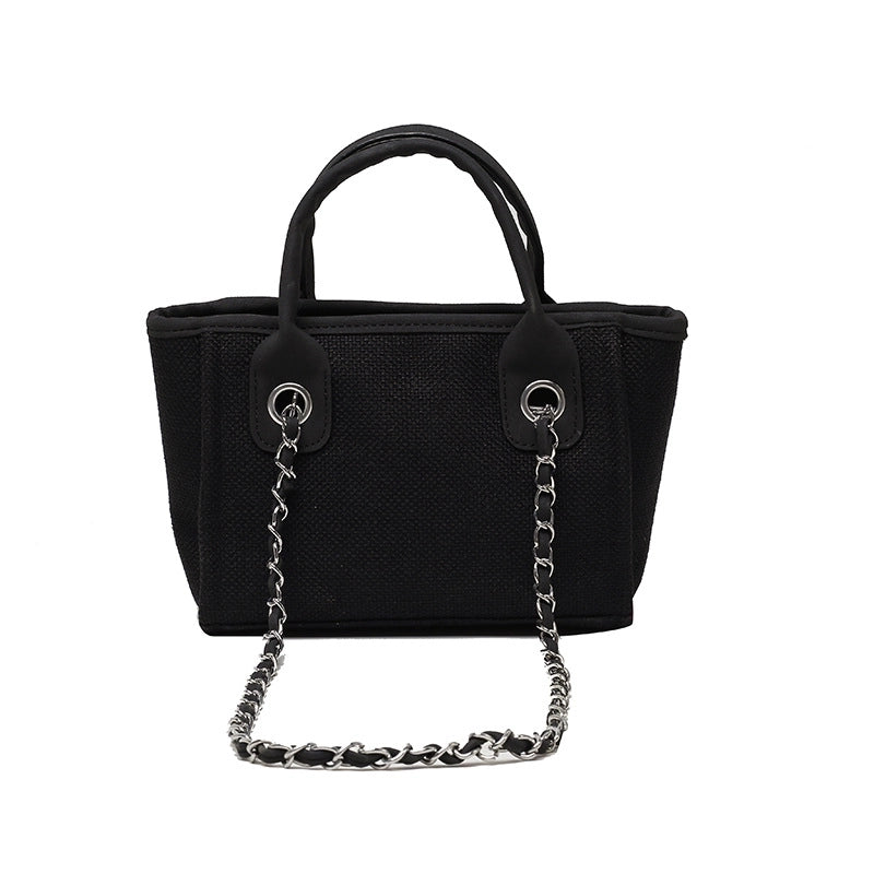 Women'S Large Canvas Solid Color Streetwear Square Zipper Tote Bag