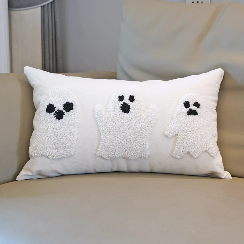 Halloween Loop Velvet Embroidery Ghost Pillow Cover Home Living Room Sofa Holiday Atmosphere Decoration Halloween Cushion Cover