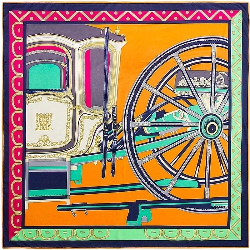 130cm Flower Carriage Twill Large Square Scarf Scarf Sunscreen Shawl