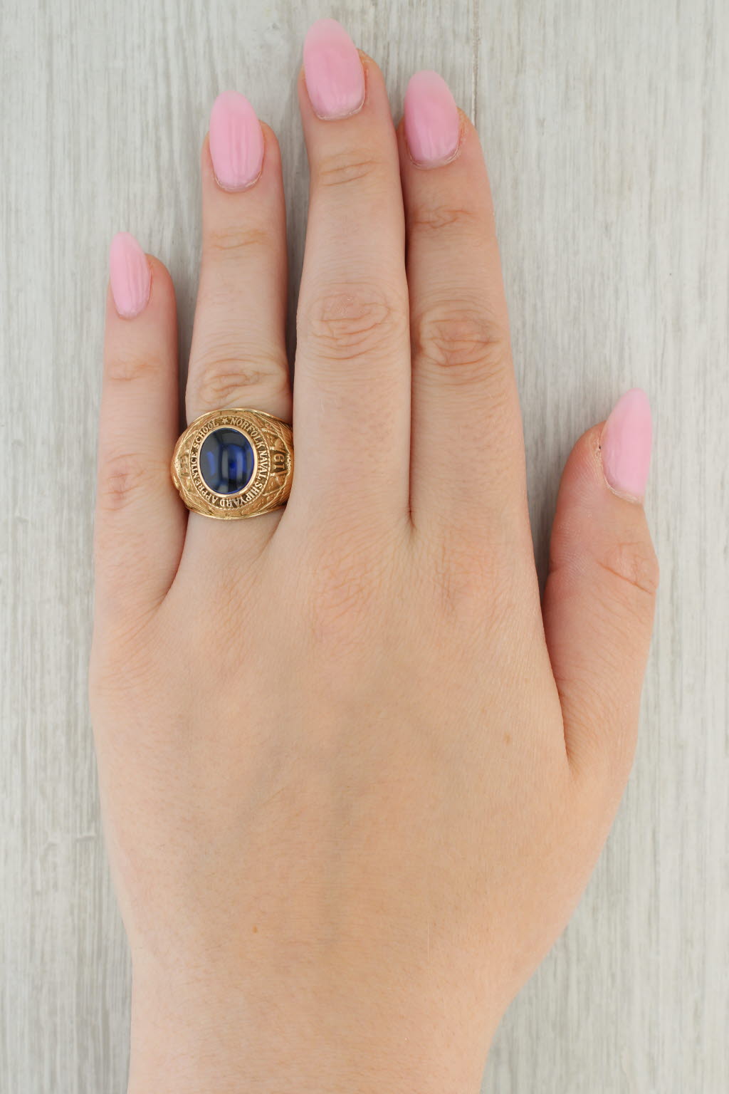 Norfolk Naval Shipyard Apprentice School Ring 10k Gold Lab Created Sapphire