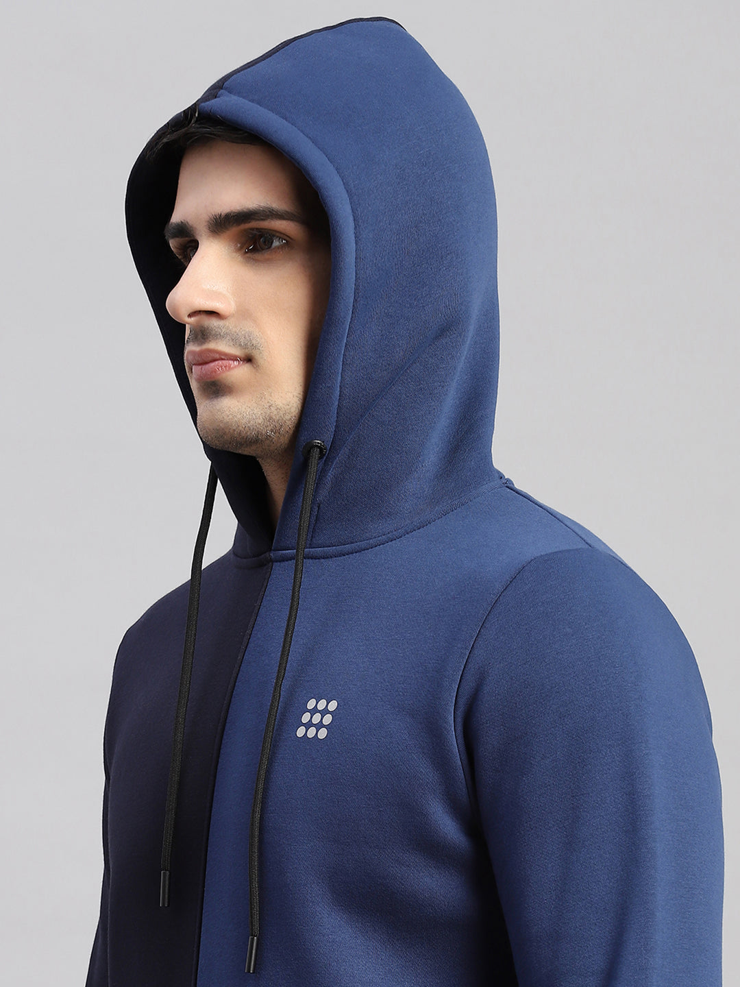 Men Navy Blue Solid Hooded Full Sleeve Winter Tracksuit