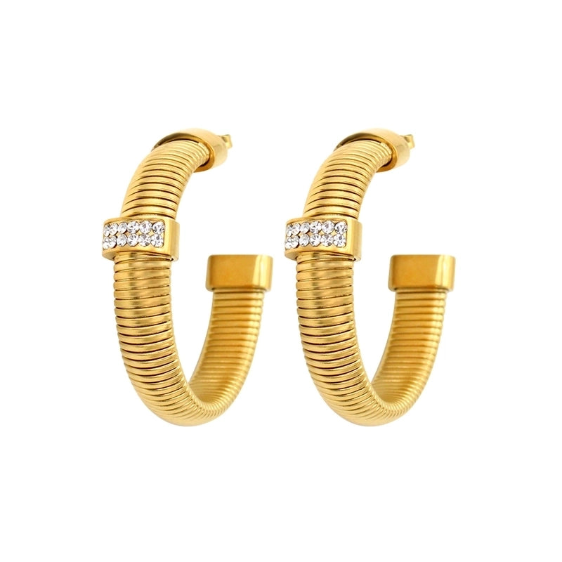Hip-Hop Minimalist Commute Geometric 304 Stainless Steel 316 Stainless Steel  Zircon 18K Gold Plated Inlay Bracelets Earrings Necklace