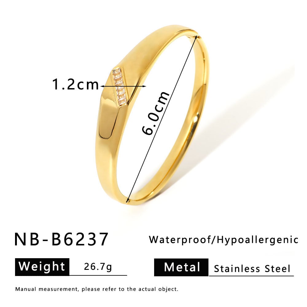 Ins Style Simple Classic Scale Inlaid Diamond White Shell Titanium Steel Bracelet 18K Gold Wide Version Of The Second-Hand Bracelet