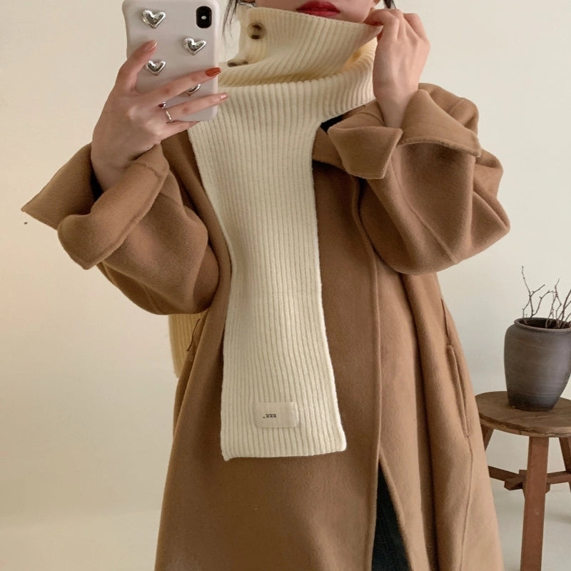 Women's Scarf Winter New Fashion Outer Pullover Scarf Women's Solid Color Collar Wool Knitted Shawl