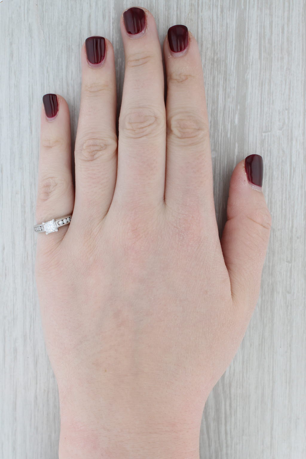 0.96ctw Princess Diamond Engagement Ring 14k White Gold Size 6