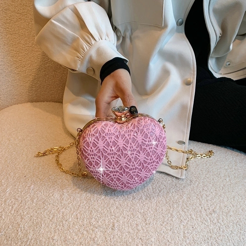 PVC Red Heart Evening Bags