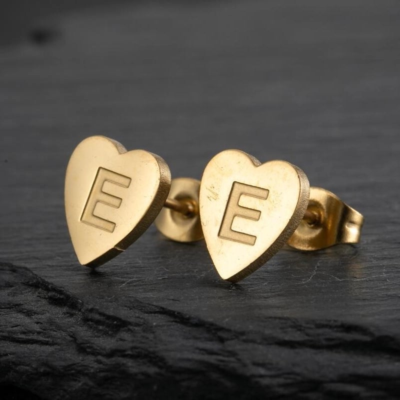 1 Pair Fashion Letter Heart Shape Plating 304 Stainless Steel 18K Gold Plated Ear Studs
