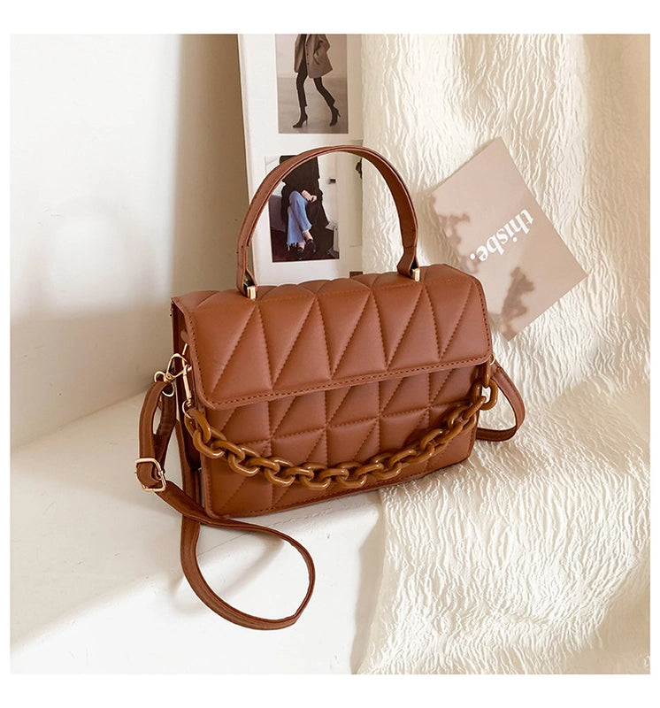 Women's Medium Pu Leather Solid Color Streetwear Square Flip Cover Crossbody Bag