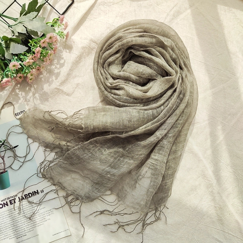 Women's Ethnic Style Solid Color Linen Silk Scarf